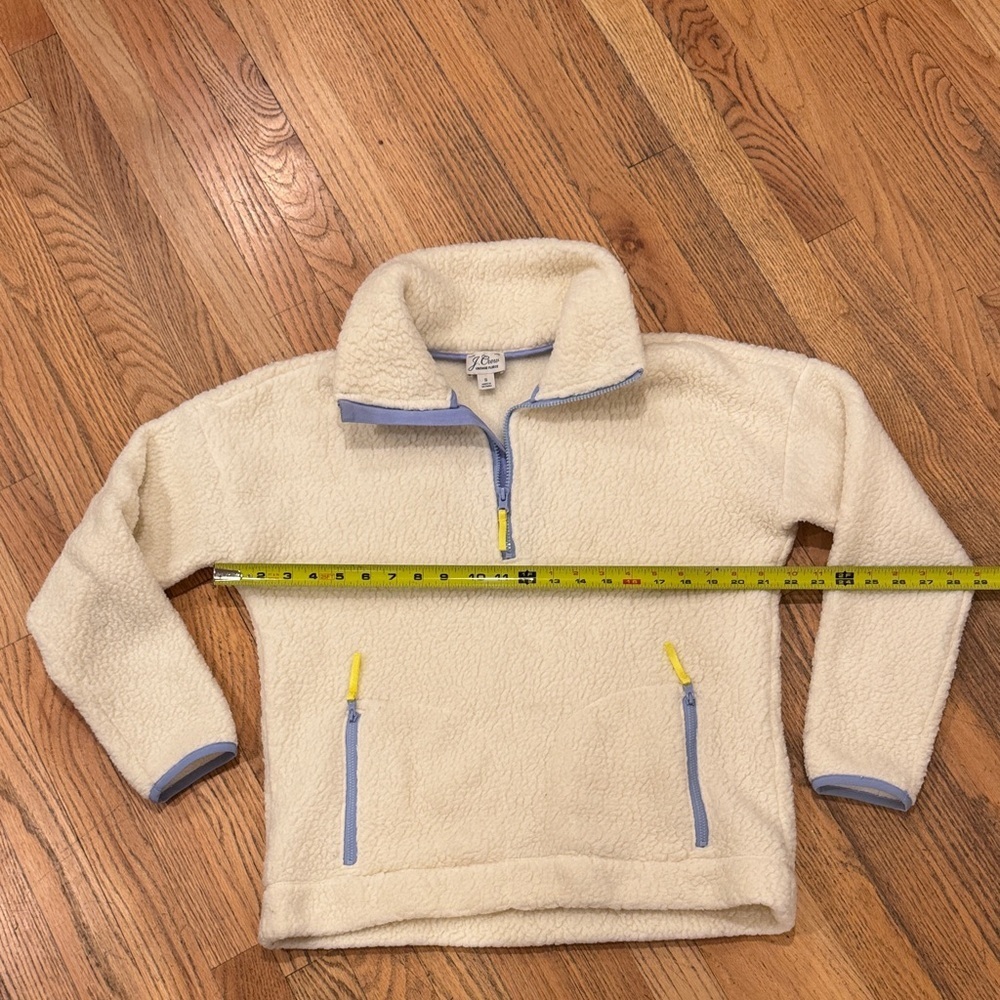 J.Crew Vintage Fleece Cozy Fleece Pullover with Blue & Yellow Size: Small - Picture 6 of 8
